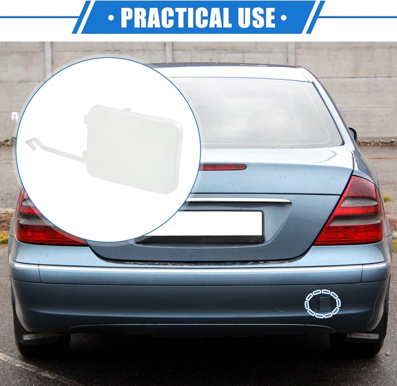 VekAuto Tow Hook Eye Hole Cover Cap Compatible for Mercedes-Benz W211 E-Class E280 E320 E350 E550 E500 E55 2002-2008, Durable Plastic White Rear Right - Image 2